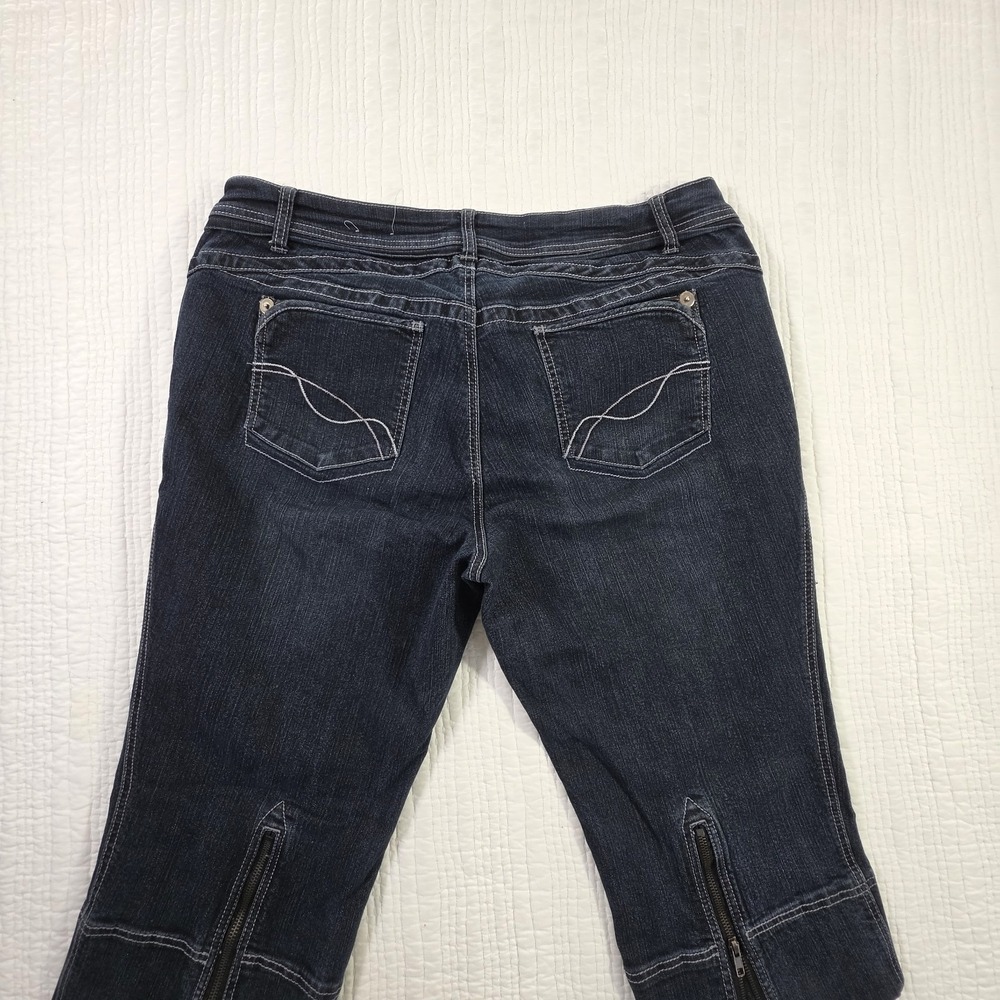 Venezia Dark Wash Capri Jeans Womens 20 Plus‎ Stretch Cropped Denim Zipper Cuff - Picture 6 of 15